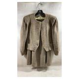 vintage crystal gal brown tweed skirt suit