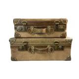 (2) Antique 1920s-1930s Canvas Luggage with