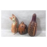 Three Handcrafted Animal Figurines