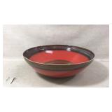 Red and Brown Ceramic Bowl with Glazed Finish