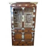 Antique Korean Armoire With Metal Accents