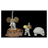 (3) Vintage Clear Crystal Glass Figurines,