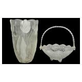 (2) Vintage Mikasa Clear Crystal Glass Pieces,