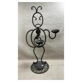 handcrafted black wrought iron figure candle