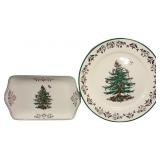 (2) Spode 75th Anniversary Serving Plate & Tray