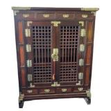 Antique Korean Armoire With Brass Hardware