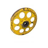 Yellow Metal Industrial Wheel w/ Open Spoke Design