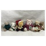 six collectible Boyds Bears plush toys featuring