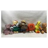 collection of six vintage and character plush toys