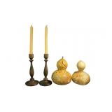 Pair of Hand-turned Wood Candlestick Holders,