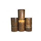 (3) Rustic Bamboo-Style Small Floor/Shelf Vases