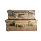 (2) Antique 1920s-1930s Canvas Luggage with