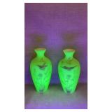 antique frosted Vaseline uranium glass vase