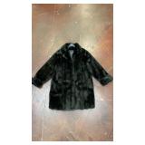 luxurious black Dennis Basso faux fur coat