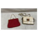 vintage Walborg ruby red beaded kiss-lock clutch