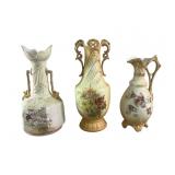 (3) antique Austrian porcelain floral dishes