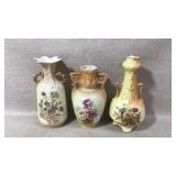 3 Antique Porcelain Austria Vase Handled Vase