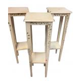 3 Wooden Painted Plant Stands