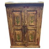 Vintage Indian Teak Wood 2 Door Cabinet