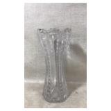 Clear Cut Glass Vase with Scalloped Rim, 11.5 Inch