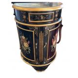 Chinoiserie Black Laquer Faux Bamboo Side Table