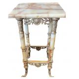 Victorian Onyx /Ornate Gilt Brass Plant Stand