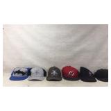 Six Caps Featuring Logos and Designs