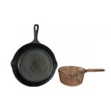 (2) Vintage Pans, Visions Glass Saucepan, Wagner