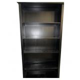Black Wooden Bookshelf With Adjustable Shelves