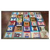 Vtg vibrant, colorful scrappy log cabin variation