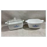 vintage Corning Ware casserole dishes in the