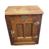 White Clad Oak Ice Box-Style Cabinet w/ Brass Hing