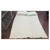White Pillows and Ruffled Blanket