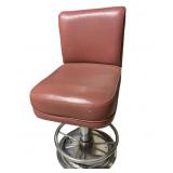 Pink Vinyl Bar Stool w/ Chrome Base & Tufted Back