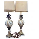 Hollywood Regency Cherub, Brass and Marble Lamps