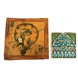 (2) Antique/Vintage Decorative Ceramic Wall Tiles