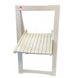 White Folding Wood Slatted Chair with Measurements
