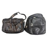(2) Black Leather Computer Travel Bags, Wilsons,