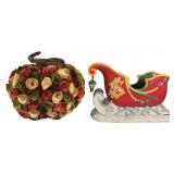 (2) Pieces of Fall/Winter Decor, Wood Flower