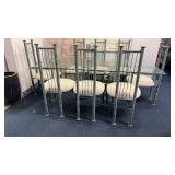 Southwest Glass Top DIning Table with 8 Chairs