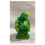 Large vibrant green faux-jade Laughing Buddha