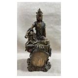 Resin  Water Moon Kuan Yin statue, depicting the
