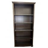 Dark Wood Veneer Bookshelf with Adjustable Shelves