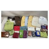 assortment of leather handbags, small leather