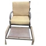 Outdoor Patio Chair and Ottoman with Cushions