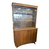 Wood China Cabinet With Glass Sliding Doors