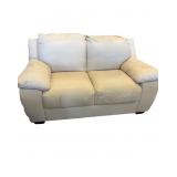 Ivory Leather Love Seat