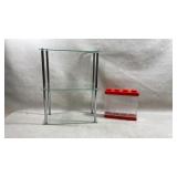 Small 3-tier glass and chrome accent shelf,