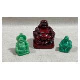 three decorative Laughing Buddha (Hotei)