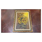 vintage framed "Sunflowers" color brush-stroke